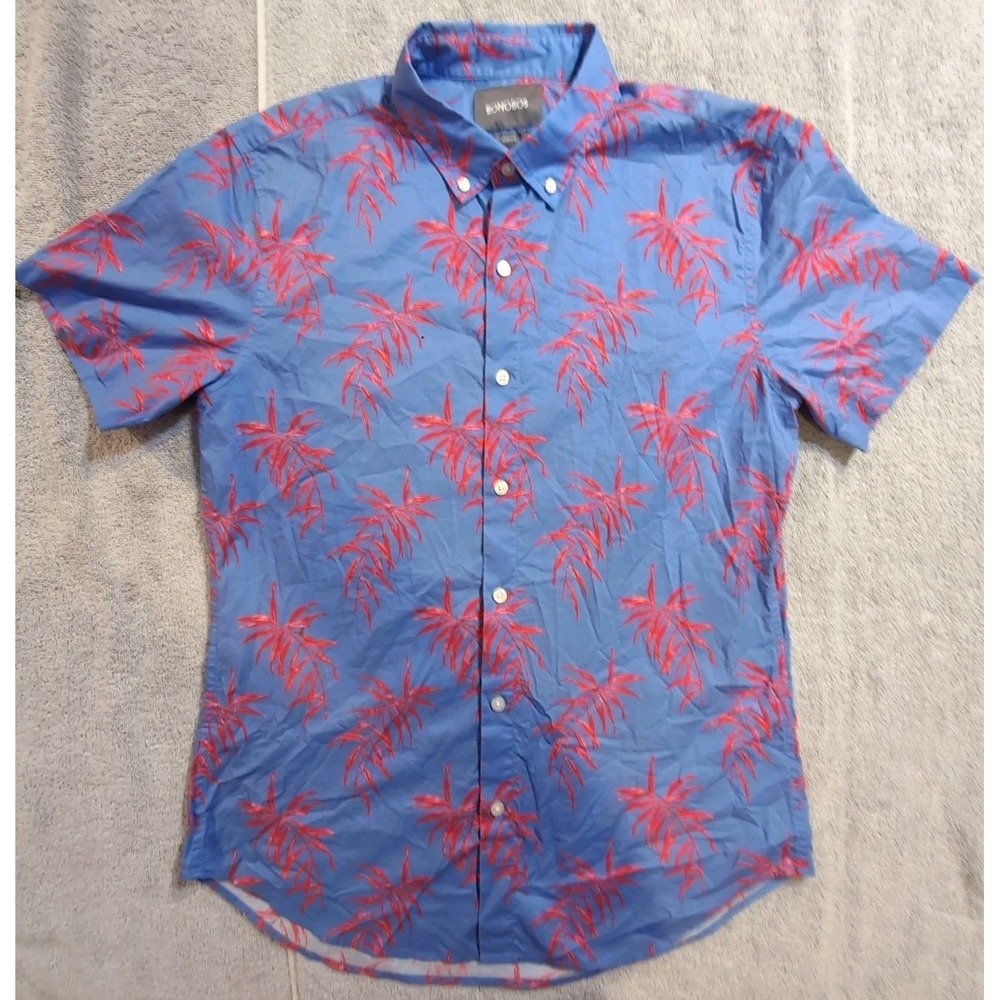 Bonobos Riviera Shirt Short Sleeve Palm Print Men's Slim Fit M